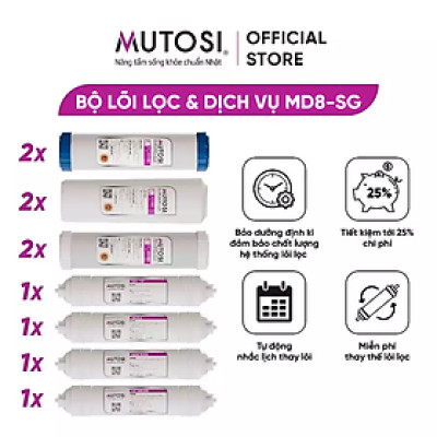 [ MD8-SG ] Combo lõi lọc nước + miễn phí gói dịch vụ bảo dưỡng và thay thế tại nhà định kỳ 2 lần/năm - Hàng chính hãng Mutosi