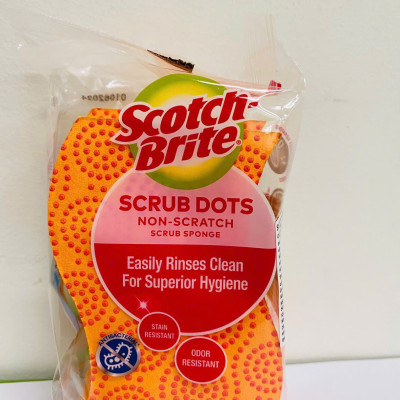 Miếng rửa chén hạt mài nổi có mút không trầy xước, màu cam, 69mm x 114mm Scotch-Brite 3M