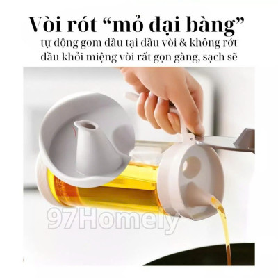 Bình Thủy Tinh Rót Dầu Ăn/Nước Mắm Có Vòi & Phễu Tích Hợp – Dung Tích 500ml – Chai Đựng Gia Vị Thông Minh, Chịu Nhiệt, Có Vạch Chia- HÀNG CHÍNH HÃNG MINIIN