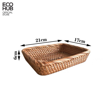 Khay mây ECOHUB hình chữ nhật đáy vát đựng hoa quả/bánh kẹo/trái cây/đồ khô không bị mốc decor/chụp ảnh.