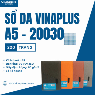 Sổ bìa da giả vải cao cấp A5 có ngăn để điện thoại không có khuy cài Vinaplus A5-20030