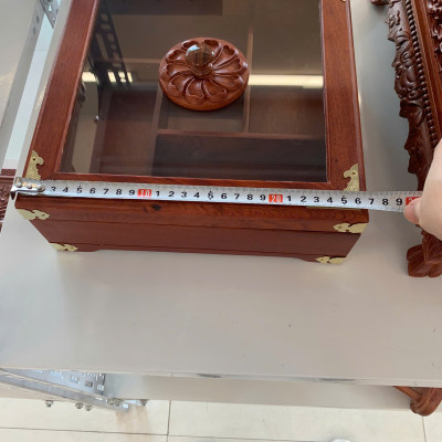 Khay Đựng Mứt Tết Bánh Kẹo  Vuông 5 Ngăn Gỗ Gõ Tự Nhiên-DAICAT - Hình lục giác Chữ Phúc Lộc Thọ