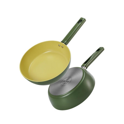 Bộ nồi phủ sứ an toàn Elmich Olive EL-5233OV04 quánh 16cm, nồi 20, 24cm, chảo 26cm - Hàng chính hãng