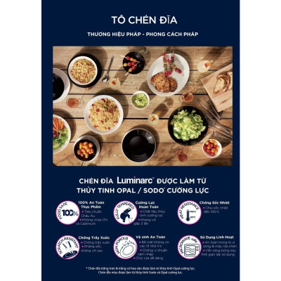 Đĩa Sâu Thủy Tinh Luminarc Diwali Granit 20cm cường lực, kháng vỡ - Bộ 3 đĩa - P0703