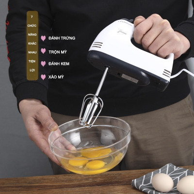 Máy đánh trứng cầm tay 7 cấp độ, máy đánh kem trộn, máy trộn bột đa năng