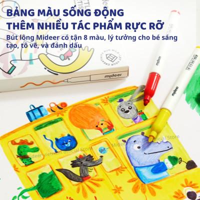 Bút lông viết bảng trắng nhiều màu Mideer Little Artyst Whiteboard Marker Bút dạ nước an toàn cho bé