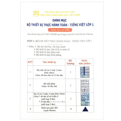 Bộ 2 Hộp Thực Hành Toán Và Tiếng Việt Lớp 1