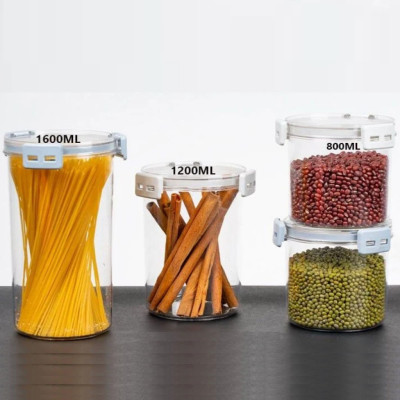 Hộp đồ khô tròn 1200ml Hokori 6594, Hộp nhựa đựng thực phẩm khô, hộp đựng sữa, hộp nhựa nắp đậy kín