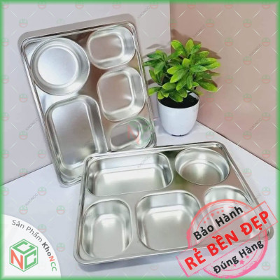 (Bền Bỉ) Khay Cơm Inox 5 Ngăn Tiện Dụng KhoNCC Hàng Chính Hãng - Chống Gỉ An Toàn Sạch Sẽ - Không Vỡ Phù Hợp Cho Cả Trẻ - KLM-KCI5N
