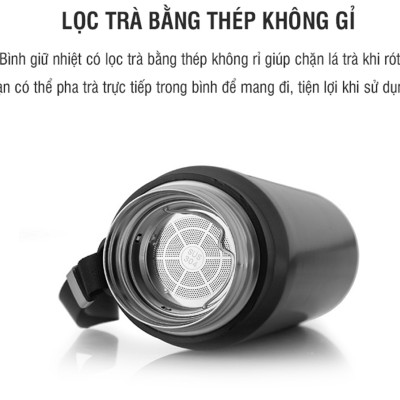 Bình Giữ Nhiệt Vacuum Bottle Lock&Lock màu đen LHC6180-BLK 800ml, Hàng chính hãng, thép không gỉ, độ bền cao - JoyMall