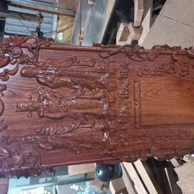 Đốc lịch treo tường khắc phúc lộc thọ bằng gỗ hương đá kt 80×40×3cm