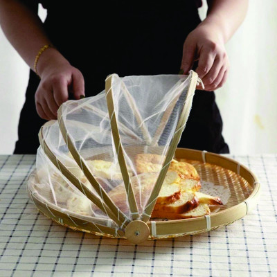 Lồng bàn tre, mẹt lồng bàn gấp gọn decor nhiều Size thân thiện với môi trường 42cm