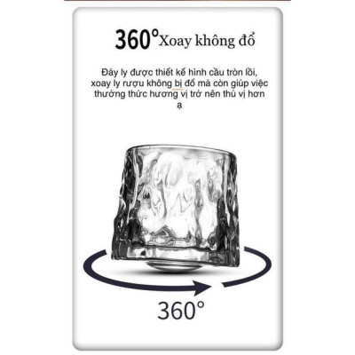 Bộ 6 cốc thủy tinh đế lồi xoay 360 độ phong cách Châu âu cực sang trọng ( giao vân ngẫu nhiên )