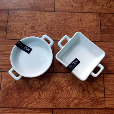 Dĩa sứ chấm mắn đựng gia vị 2 quai Casa Zen chuẩn Hàn Quốc