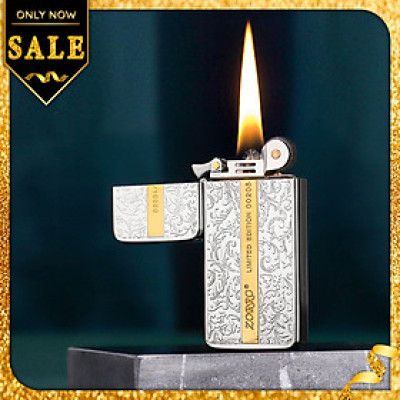 Vỏ Hột Quẹt Bật Lửa Zorro ZS5 Khắc họa tiết hoa văn đẹp độc lạ - Dùng Xăng Đá Cao Cấp