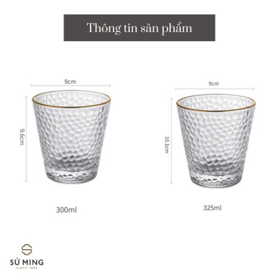 BỘ 6 CỐC THỦY TINH VIỀN VÀNG CAO CẤP | LY CHỊU NHIỆT DÁNG LOE, VÂN TRÁM DECOR SANG TRỌNG