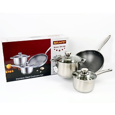 Bộ Nồi 3 Món Inox SRAPP SH-358 - Hàng Chính Hãng