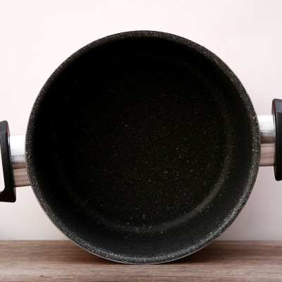 Bộ nồi chảo đáy từ 3 món gồm 2 nồi 18-20cm, 1 chảo 24cm Easy Kimscook chống dính vân đá Hàn Quốc