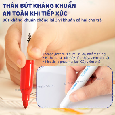 Bút lông viết bảng trắng nhiều màu Mideer Little Artyst Whiteboard Marker Bút dạ nước an toàn cho bé