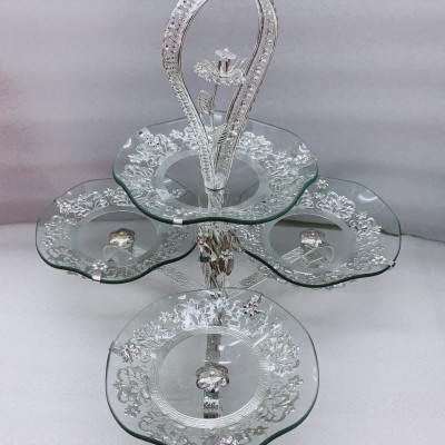 KHAY ĐỰNG BÁNH KẸO HOA QUẢ THỦY TINH 4 TẦNG - VD26