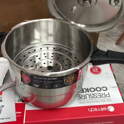 Nồi áp suất Inox 304 Elmich 20cm 4.0L EL3369 tặng kèm giá hấp Inox - Hàng chính hãng