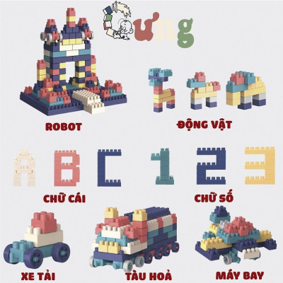 Bộ vali bàn tập vẽ và lắp ráp 4in1 kèm bảng vẽ Building Blocks DIY, 50-520 chi tiết - đồ chơi phát triển trí tuệ lắp ráp mô hình Hàng Chính Hãng/hàng nhập khẩu