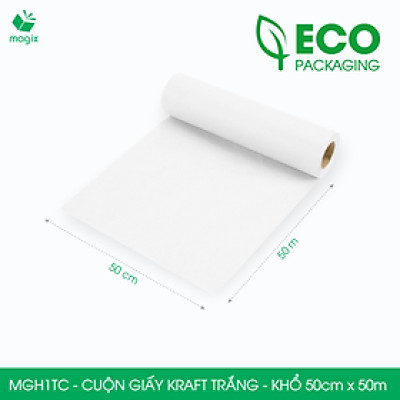MGH1TC - 50cm x 50m - Cuộn giấy Kraft Trắng gói hàng, giấy gói quà, giấy lót | Magix Packaging