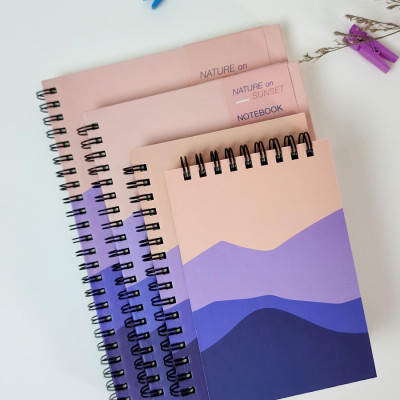 Sổ Lò Xo Trên Giấy Trơn - 160 Trang 9 x 13 cm 80gsm - Nature On Sunset - The Sun 02