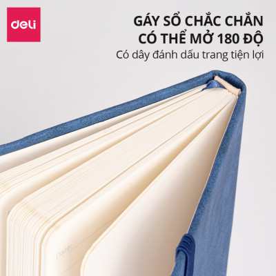 Sổ Tay Bìa Da Kẻ Ngang Mini A6 Chống Nước, Cao Cấp Deli - 192 Trang 80gsm - Ghi Chép, Takenote, Làm Quà Tặng Nhật Kí