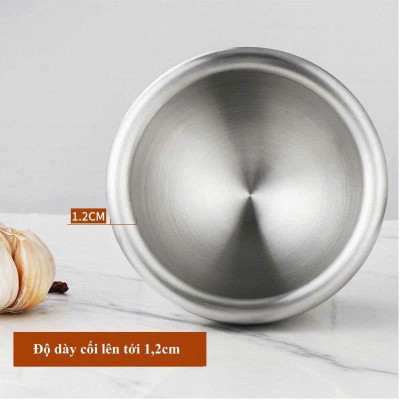Cối Chày Inox 304  Có Nắp Đậy Cao Cấp – Giã Tỏi Ớt, Gia Vị, Thực Phẩm Nhanh Chóng, Sạch Sẽ Size 10cm