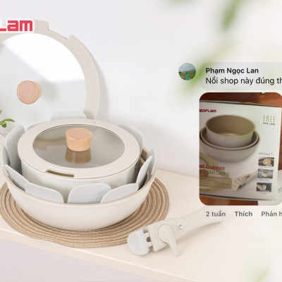 Bộ 3 nồi chảo cán rời Neoflam Hàn Quốc.Bao gồm, nồi 20cm, chảo chiên 24cm, chảo xào đa năng 26cm.