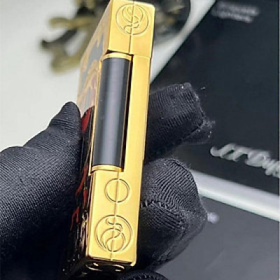 Vỏ Hột Quẹt Bật Lửa Gas Đá S.T Upon D253V Finorio Manor Thiết Kế Họa Tiết Sơn Mài Đen Viền Vàng