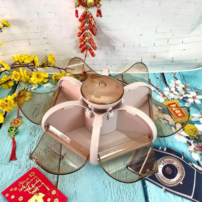 Hộp mứt Tết, Khay Đựng Mứt Xoay 6 Cánh - Nhựa C.Lượng, Dày, Sang Trọng. Chuyên phục vụ Sp Gia dụng, Khuôn làm bánh, Dụng