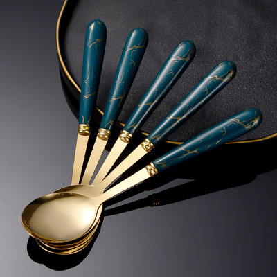 Combo hộp  5 muỗng vân đá inox sang trọng , muỗng ăn decor trang trí bàn ăn