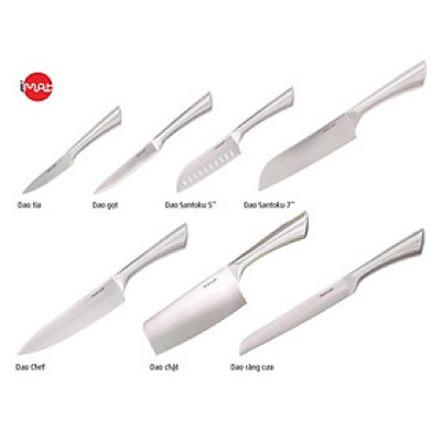 Bộ dao nhà bếp iMat bằng Inox 430, lưỡi thép Cacbon chống mài mòn
