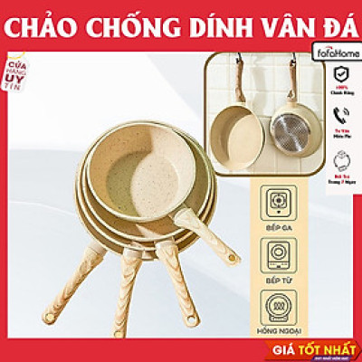 Chảo Chống Dính Bếp Từ Vân Đá Kiểu Nhật 20cm Đến 30cm, Chảo Chống Dính Đáy Từ Ceramic Cán Gỗ, Chảo Nhật