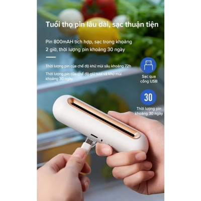 Máy Khử Mùi Tủ Lạnh Thông Minh Ozone Ion 2in1 | Tiệt Trùng, Kháng Khuẩn Hàng Cao Cấp