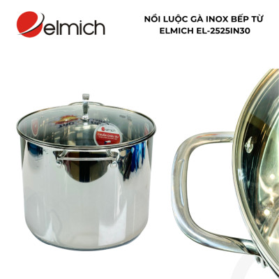 Nồi luộc gà 5 đáy Inox 304 Elmich EL-2525IN30 size 30cm cao 24cm dung tích 16L, bảo hành 24 tháng