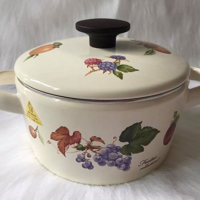 Nồi Tráng Men Hoa Văn Trái Cây Sử Dụng Bếp Từ Fujihoro FRV-16W (16cm) 