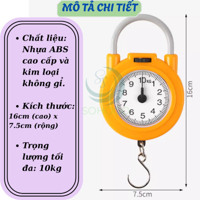 Cân móc lò xo mini đa năng -Cân treo cơ học cầm tay 10kg -Cân lò xo du lịch tiện lợi