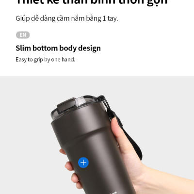 Ly giữ nhiệt 500ml LocknLock màu ngà LHC4357IVY Metro Cafe Tumbler, Hàng chính hãng, Thép 304 không gỉ, có dây đeo tay - JoyMall