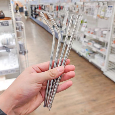 Bộ 4 Ống Hút Inox (Ống Hút inox sus 304) -Tặng cọ VS