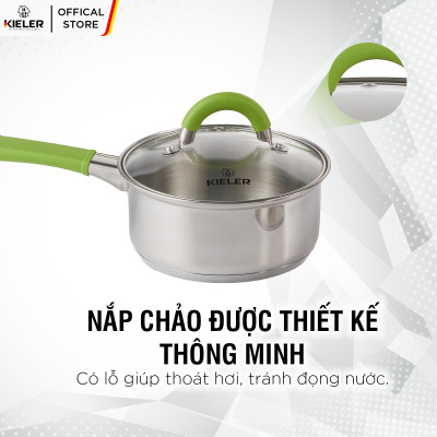 Chảo sốt có nắp KIELER đáy từ 16cm nấu nhanh, tiết kiệm điện, có 2 lớp chống dính Whitford ít bám dầu mỡ RW1003-C16 - Hàng Chính Hãng