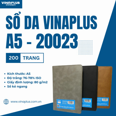 Sổ tay bìa da PU 200 trang VINAPLUS sổ ghi chép, lưu bút, nhật ký da size A5-20023