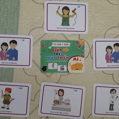 Thẻ học thông minh cho bé Freeship Bộ thẻ phát triển ngôn ngữ giao tiếp cho bé với 300 câu hỏi và trả lời 5 chủ đề - Đồ chơi trẻ em HT SYS