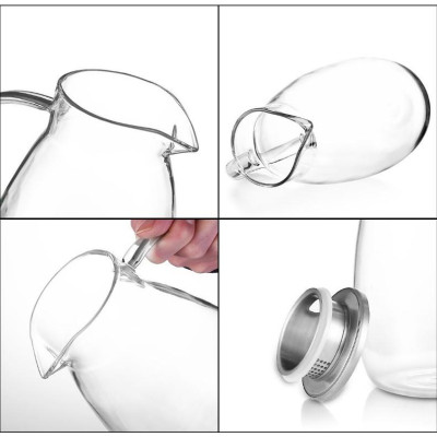 (SẴN) Combo 1 bình bầu 1.6L + 2 cốc 2 lớp 250ml, bộ bình cốc thủy tinh cao cấp, bình thủy tinh chịu nhiệt k chì