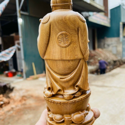 Tượng Cụ thương gia bằng gỗ bách xanh cao 20cm