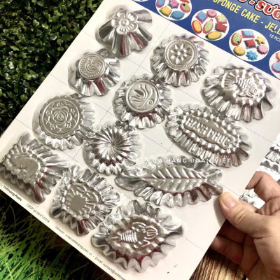 Khuôn Bánh Bò, Rau Câu, Da Lợn - Bộ 24 Khuôn Nhôm. Chuyên phục vụ Sp Gia dụng, Khuôn làm bánh, Dụng cụ học Sinh, Nhà hàn