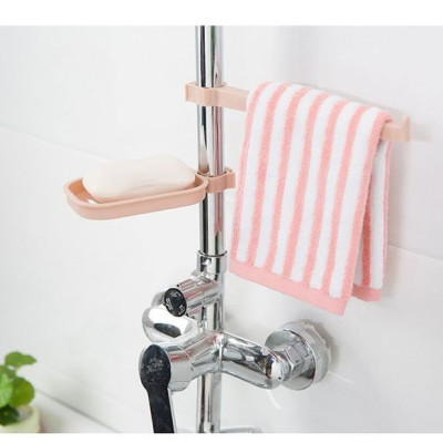 Khay gắn vòi nước bồn rửa chén 2 tầng, giá nhựa treo đầu vòi lavabo, nhà tắm, chậu rửa bát, toilet để đồ đa năng ráo nước mút bọt biển, bông tắm