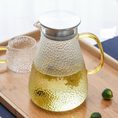 COMBO BỘ BÌNH KÈM 6 CỐC THỦY TINH CHỊU NHIỆT VÂN SẦN CAO CẤP VÀ KHAY GỖ - VD79